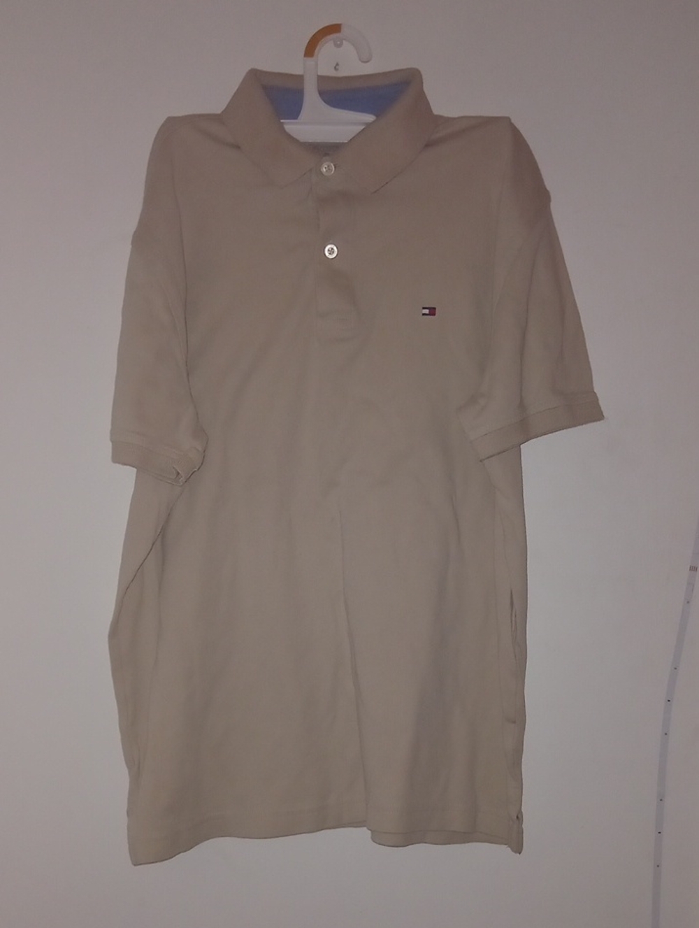 Tommy Hilfiger Men’s Tan Polo Shirt with Flag Logo Size M
